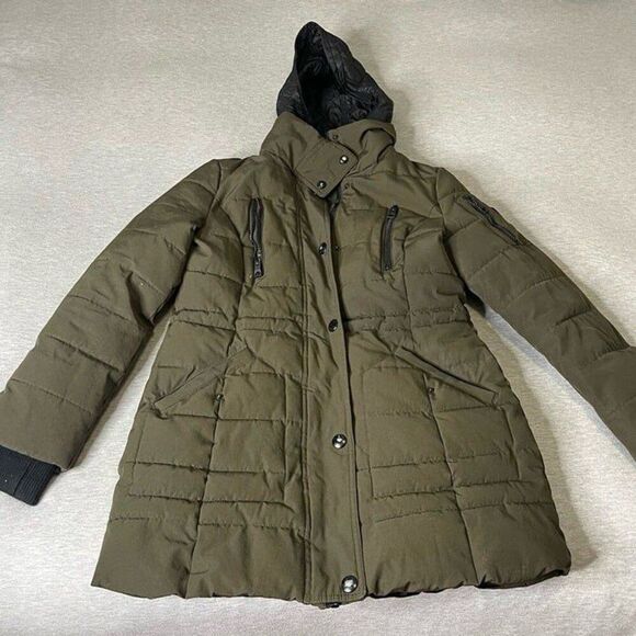 GUESS Women's Quilted Bib & Hooded Anorak Coat Puffer Jacket - Picture 5 of 11